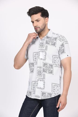 Image of CVC Fashion Men's Printed Button-Down Shirt - Aesthetic Regular Fit Half Sleeve Casual Shirt for Men, Ideal for Summer & Beach Wear