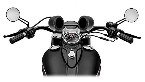 Image of Rockville MAC40B 4-in Black Swivel Aluminum Motorcycle Handlebar Speaker Pods, 6061 Aircraft-Grade Build, Waterproof Marine Design, 360 Mounting Clamps Fit 0.75-1.5-in Bars, 2-Piece