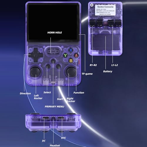 Image of R36S Retro Game Console 3.5 IPS, 64GB 15000+ Games, 13+ Emulators, Portable Handheld for Kids /Adults (Purple)