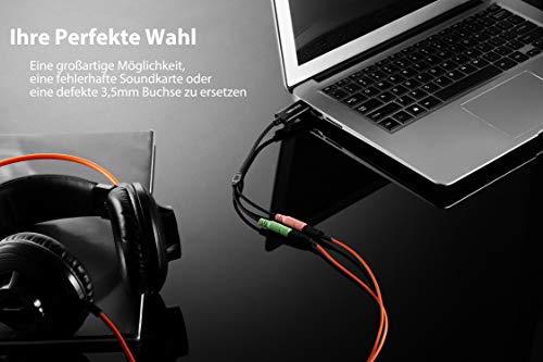 DuKabel Externe USB-geluidskaart adapter voor computer, laptop en PS4, USB naar 2 x 3,5 mm jack Aux audio converter… - Image 8