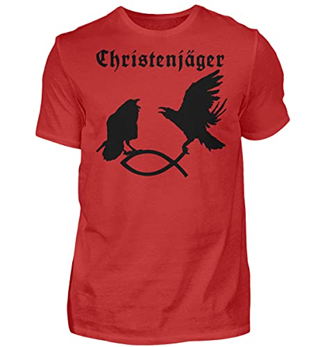 T-shirt rouge XXL pour homme au motif imprimé Odins Raben Hugin et Munin
