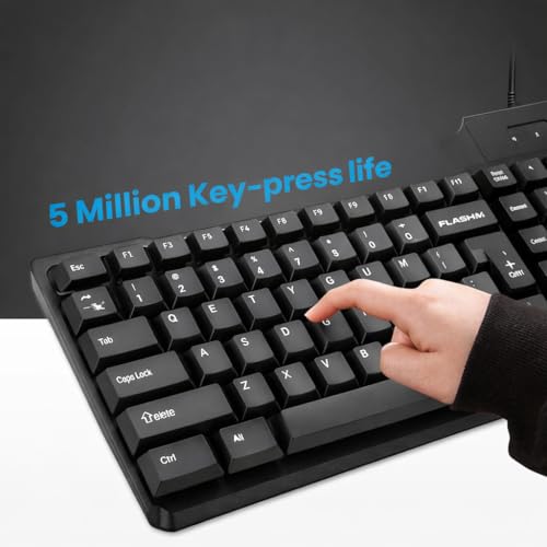 Image of Wired USB Keyboard | Full Size 104 Keys | Plug & Play | Compatible with Windows, Laptop & PC