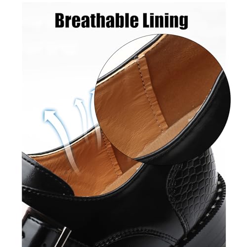 Men's Single Monk Strap Loafers Cap Toe Slip On Comfort Fashion Business Wedding Dress Leather Shoes4