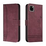 qiweiqing compatibili con huawei y5p custodia libro pelle pu e tpu silicone con chiusura magnetica portafoglio libretto bumper case per huawei y5p red wine hx