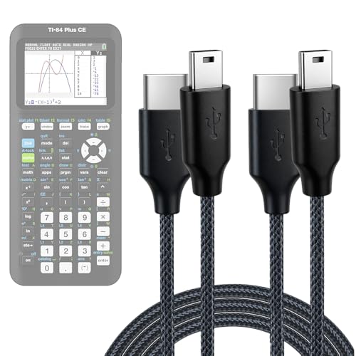 [Single Pack Braided USB Charging Cable for TI-84 Plus CE, TI-84 Plus C Silver, TI 89 Titanium, and TI Nspire CX graphing calculators. Texas Instruments (TI) Calculator Accessories. image 2