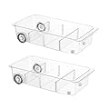 Fridge Organizer Bins With Wheels, 2 Pack Roll Out Refrigerator Organizers And Storage Refrigerator Drawer With Dividers, Upgrade Thick Plastic Pantry Storage Bins, Kitchen Organization