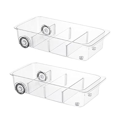 Fridge Organizer Bins With Wheels, 2 Pack Roll Out Refrigerator Organizers And Storage Refrigerator Drawer With Dividers, Upgrade Thick Plastic Pantry Storage Bins, Kitchen Organization