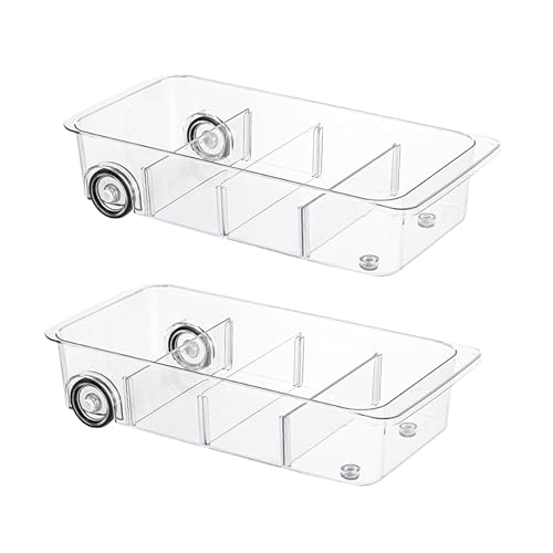 Fridge Organizer Bins With Wheels, 2 Pack Roll Out Refrigerator Organizers And Storage Refrigerator Drawer With Dividers, Upgrade Thick Plastic Pantry Storage Bins, Kitchen Organization