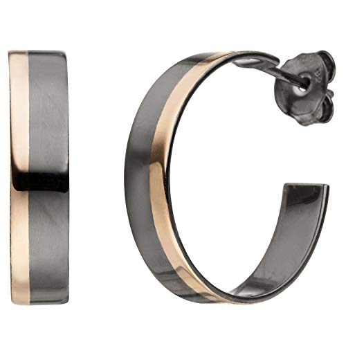 Jobo Damen Halbcreolen 925 Sterling Silber bicolor vergoldet Ohrringe Creolen