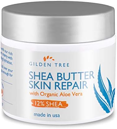 Shea Butter Skin Repair Cream, Natural & Organic Body Butter for Deep Moisturizing of Dry, Cracked, Itchy Sensitive Skin on Hands, Face, Body and Feet - Suitable For All Skin Types, Light Lemon Scent
