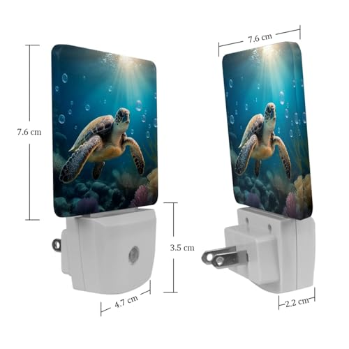 Image of NEWzone Turtle Ocean Night Light [2 Pack], Plug in Wall Led Night Lights Decor for Boys Girls Room, Dusk to Dawn Sensor Wall Lamp for Stairway /Bedroom /Kitchen /Nursery Room
