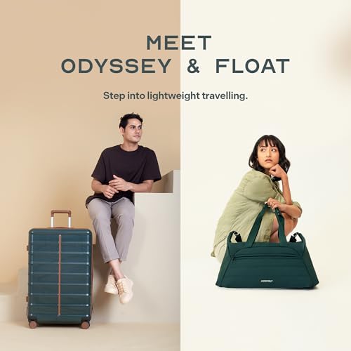 Image of Assembly Premium 24 Inches Check-in Trolley Bag | Polycarbonate Luggage with 3 Packing Organisers with Overnighter Duffle Bag for Men and Women | 80L + 40L | Green | Odyssey