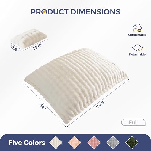 Image of MAXYOYO Giant Bean Bag Chair with Pillow, 3 in 1 Convertible Bean Bag Chair for Adults with Washable Cover, Floor Cushion Stuffed Floor Lounger for Living Room Bedroom, Bubble Beige, Full