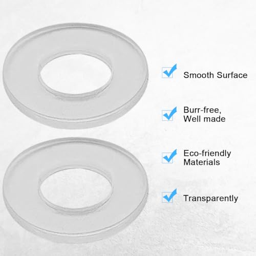 M5 Nylon-Unterlegscheiben, transparent, 5 mm Innendurchmesser, 10 mm Außendurchmesser, 1 mm Dicke, Wasserhahn, Kunststoff-Unterlegscheiben, flach, metrisch, rund, Abstandshalter, transparente Dichtung