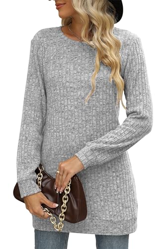 Image of Sweaters for Women Long Sleeve Crewneck Sweatshirt Loose Casual Tunic Tops