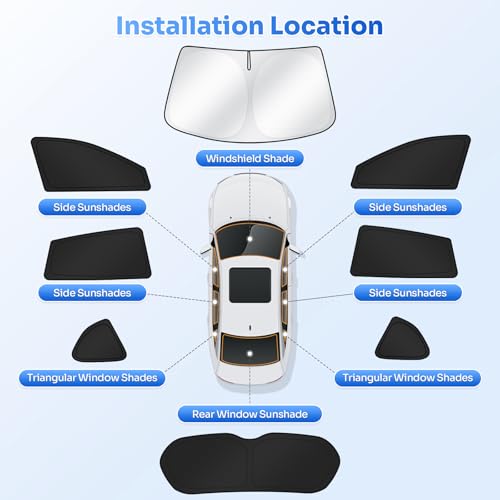 Image of Canvcle Window Shades for 2013-2018 Toyota RAV4 Accessories Windshield Sun Shade Side Rear Window Cover Sunshade Sun Visor Shield Privacy Protection for Camping Keep Vehicle Cool Black 8PCS