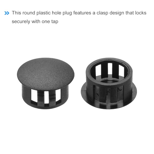 Image of MECCANIXITY 100PCS 15mm(9 /16 inch) Black Plastic Hole Plugs, Flush Type Panel Hole Plugs Insert End Caps for Locking Hole Tubes Furniture Cabinet