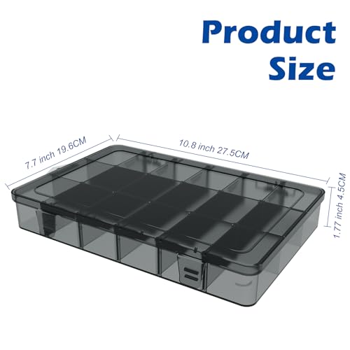 Image of Clear Organizer Box,18 Grids Organizer Box with Removable Dividers for Jewelry,Bead Storage Organizer Box,Plastic Compartment Container for Tool Tackle Box