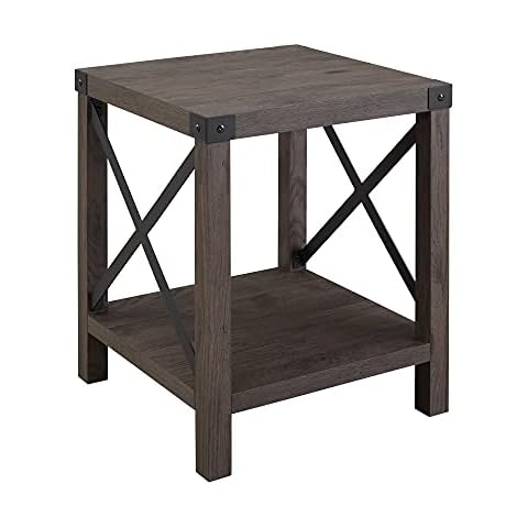 Walker Edison Sedalia Modern Farmhouse Metal Accent Entry Way Side End Table, 1 Pack, Sable Grey Cover