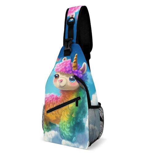 Bonita mochila cruzada con diseño de unicornio, alpaca y arcoíris, bolsa de hombro impresa, mochila de viaje Bonita mochila cruzada con diseño de unicornio, alpaca y arcoíris, bolsa de hombro impresa, mochila de viaje