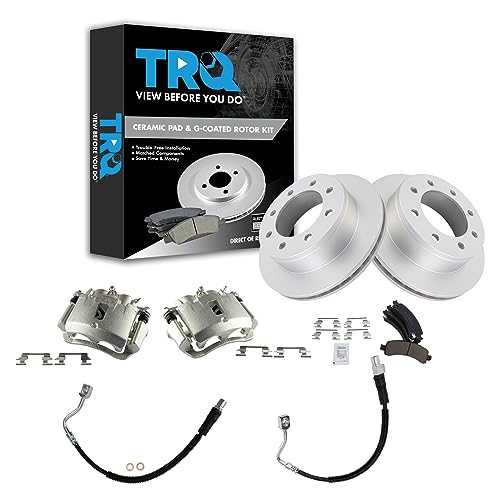 Image of TRQ Rear Brake Pad & Rotor Kit Compatible with 03-11 Chevrolet Express 2500 3500 GMC Savana
