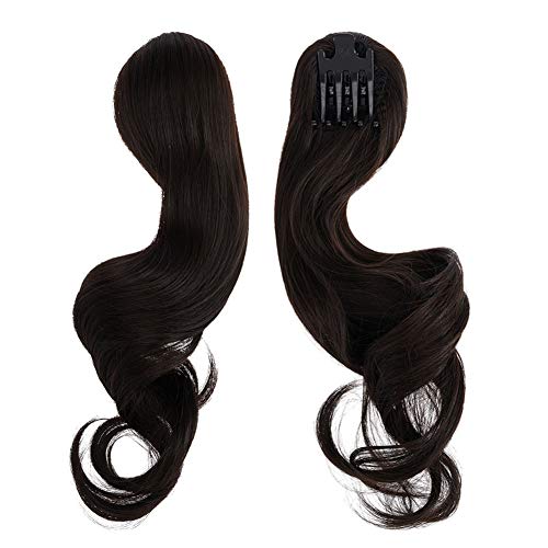TOECWEGR Claw Clip in Ponytail Extension Wavy Pony Tail Hair Extensions Synthetic Hairpiece for Women 13.8 inches (#6A)