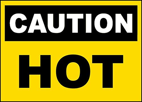 Vinyl Stickers - Bundle - Safety and Warning & Warehouse Signs Stickers - Caution Hot Sign - 10 Pack (3.5" x 5")