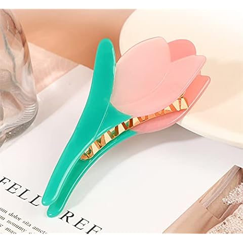 Tulip Medium Claw Hair Clips, Cellulose Acetate Hair Claw Clips, Elegant Flower Design Hair Jaw Clip Grip, Ornament Office Simple Hair Accessories for Women Girls Thick Thin Hair Cover