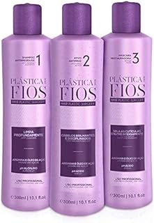 Cadiveu - Plastica Dos Fios Brazilian Keratin Hair Smoothing System Anti Frizz Active, Anti Residue Shampoo And Repair Mask - The Best Treatment System - (3x300 ML) (Set of 3)
