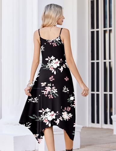 Image of Zeagoo Women Summer Midi Dresses 2026 Hawaiian Bohemian Beach Cover Up Sundress Spaghetti Strap Casual Dress with Pockets