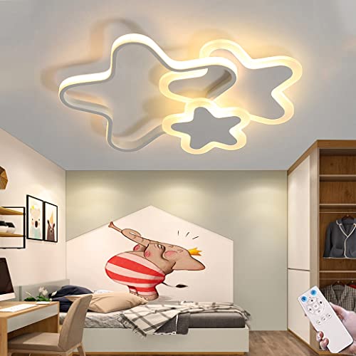 Lampe De Plafond LED Enfants Plafonnier 3000K-6500K Acrylique Abat-jour Plafonnier Pour Filles Chambre Dimmable Avec Télécommande Lustre Pour Salon Bébé Chambre éclairage De Plafond (White,42CM) Cover