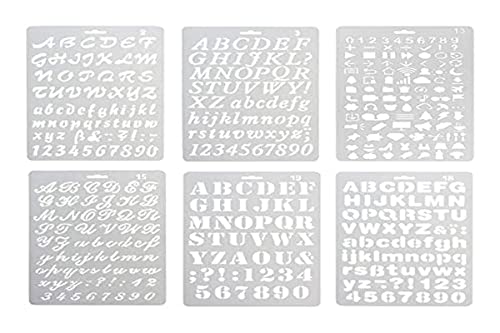 6Pcs Caligrafia Stencil Alfabeto Pittura Lettera