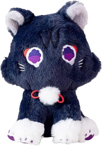 XIAOHONG 22cm Genshin Impact Wanderer Cat Plush Toy Cute Scaramouche Cat Plush Doll Soft Scara Cat Plush Pillow for Kids