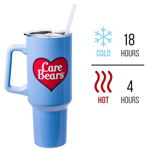 Silver Buffalo Care Bears Grumpy Bear Like I Care Stainless Steel Tumbler with Handle and Straw, Fits in Standard Cup Holder, 40 Ounces - Image 3