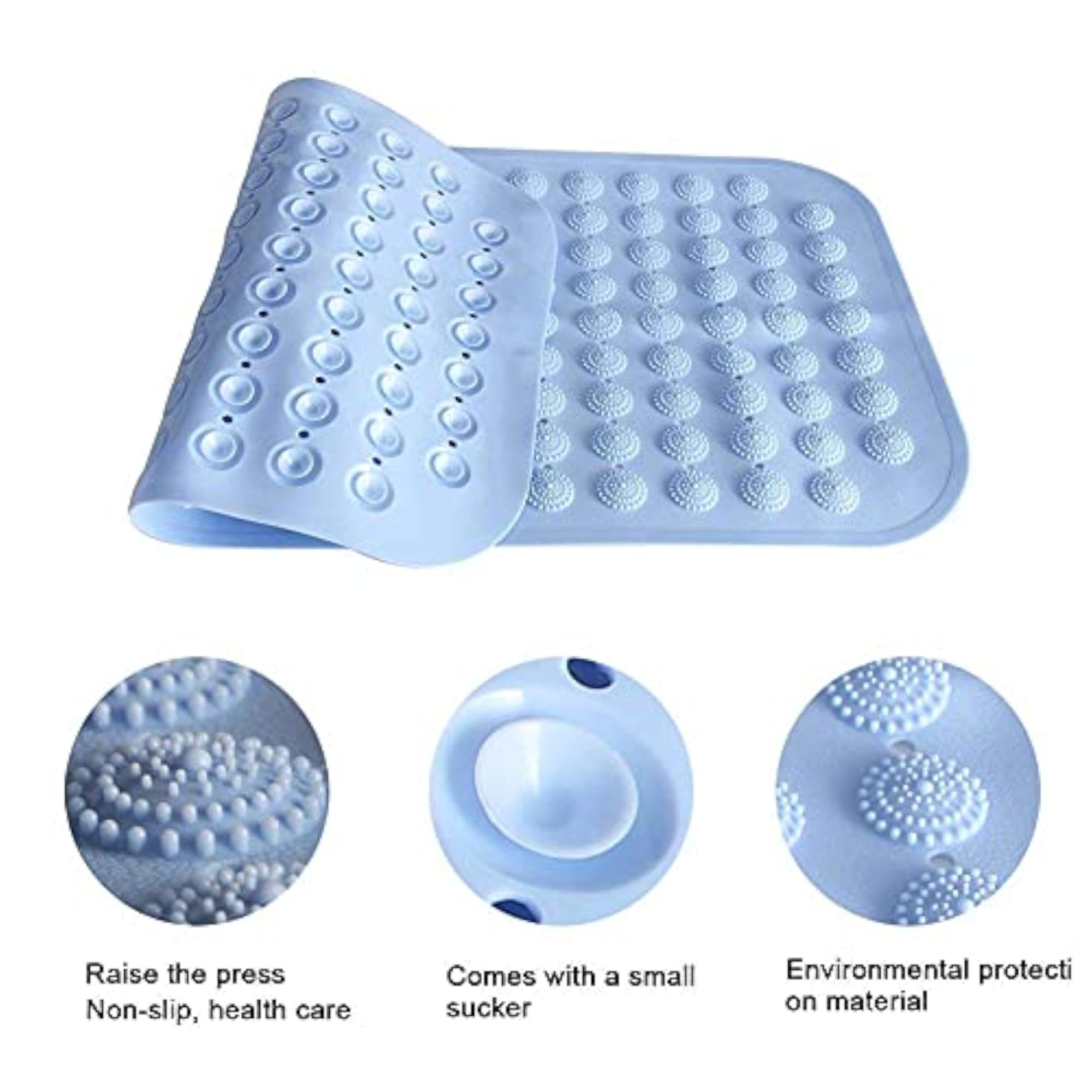 Bathroom Non-Slip Shower Mat with Suction Cups, Machine Washable