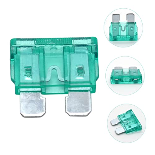 MAGICLULU - Fusibles automotrices tipo cuchilla, 100 unidades, 30 A, para autos, camiones, RV y SUV, con carcasa verde de ABS y aleación de zinc, estándar para vehículos recreativos y marinos miniatura 5
