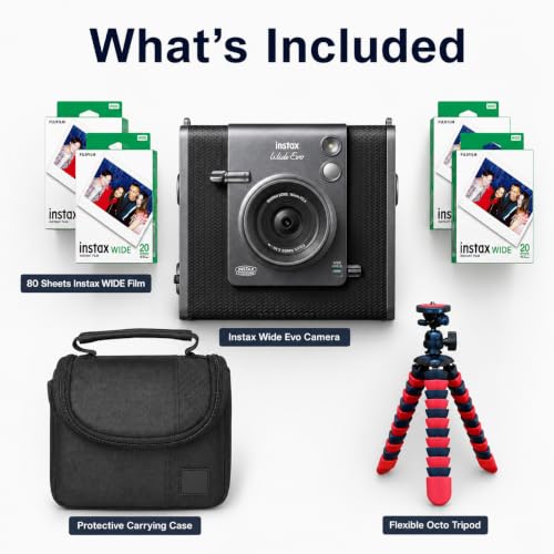 Image of Fujifilm INSTAX Wide Evo Instant Film Camera (+ Extra Film (80 Sheets) and Travel Bundle)