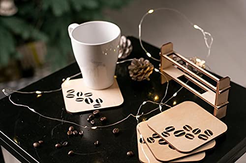 G Gojeeva Wooden Tea Coster (Set of 6) Dining Table Serving Office, Thick & Absorbent, Non Slippery, Heat Resistant, Eco-Friendly A142