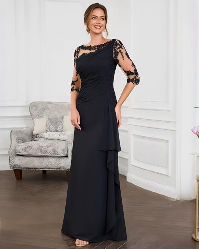 Clixsy Mother Dresses Chiffon Ruched - Lace Appliques Ruffles Mother of The Bride Gowns Long3