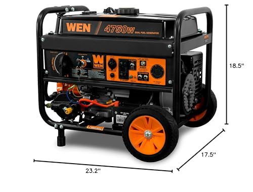 WEN 4,750-Watt 120V/240V Dual Fuel Portable Generator with Wheel Kit and Electric Start (DF475T) - Image 3