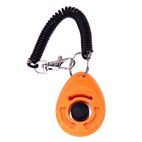 HUAhuako Pet Clicker, Portable Oval Shape Order Obedience Aid Dog Training Accessories Orange