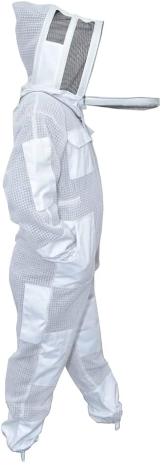MS 3 Layer Bee Suit with One Pair Bee Gloves Beekeeping Suit with Fencing Veil