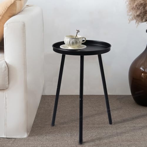 AOJEZOR Side Table: End Table for Any Room – Small Side Tables for Small Spaces All Matte Black with 3 Legged