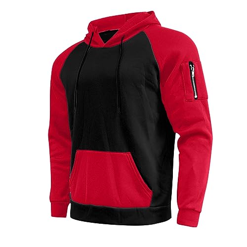 Ymosrh Men's Hooded Sweatshirts Color Block Long Sleeve Casual Workout Pullover Hoodies with Pocket, M-2XL3