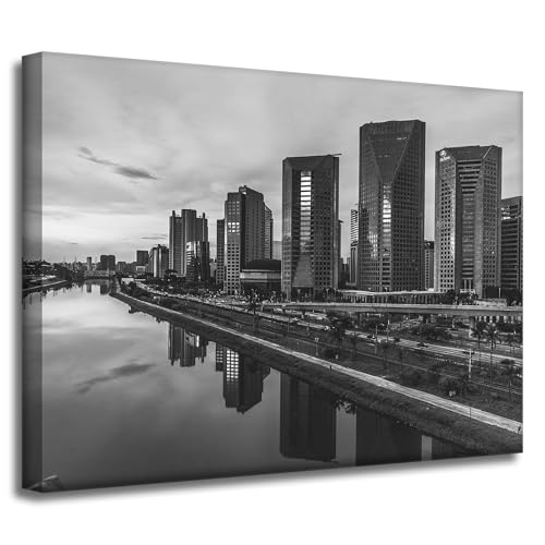 GP TONER Cuadro Sao Paulo Blanco y Negro 40X30 cm