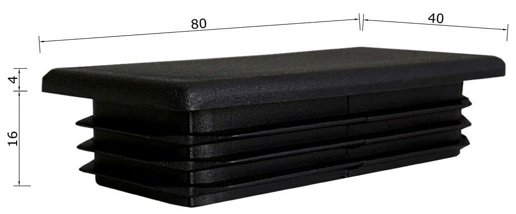 TIBU Zatyczki lamelowe prostokątne zaślepki do rur, zaślepki do rur, osłona, prostokątne, 50 sztuk, rury prostokątne, 80 x 40 x 2 mm