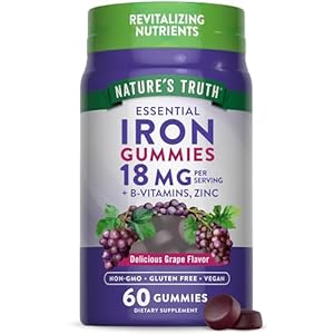 Natures Truth Iron Gummies | 60 Count | Vegan, Non-GMO & Gluten Free Supplement | with Zinc & B Vitamins | Grape Flavor