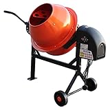 Portable 220W Electric Concrete Cement Mixer 63L Drum Mortar Plaster Machine with Wheels (Orange)