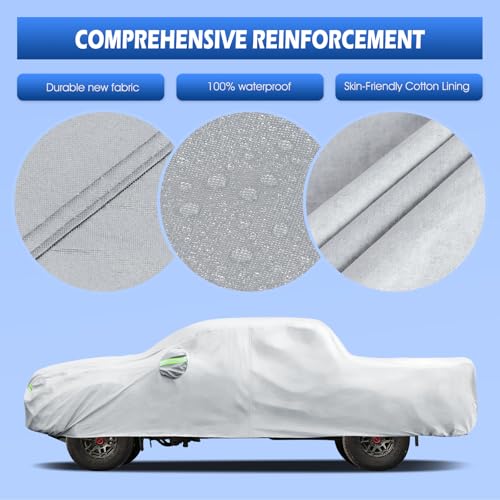 Image of Car Cover Custom Fit for Toyota Tacoma 2005-2026, Migaven Waterproof Full Exterior Cover Sun Rain Protection with Door Zipper and Cotton Lining