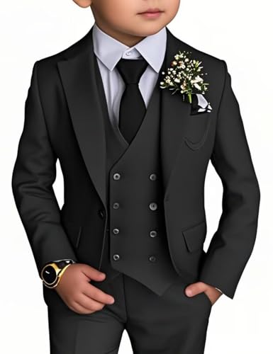 Waryumiller Black Suits for Boy Slim Fit 4 Piece Suit